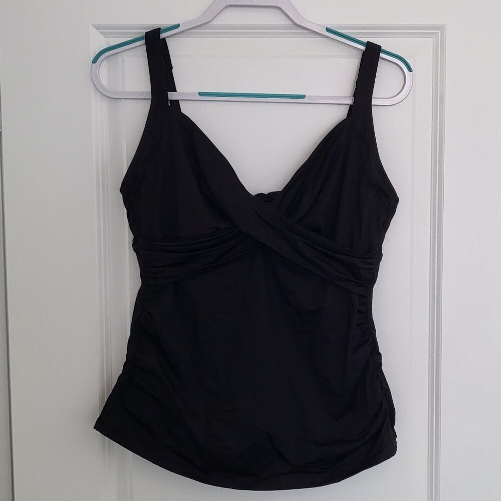LANDS END WRAP TANKINI SWIMSUIT TOP WITH TUMMY CONTROL 10